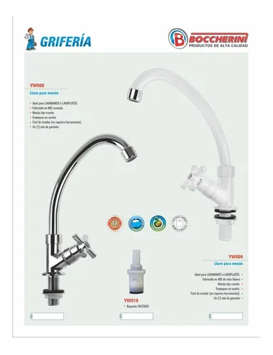 LLAVE SENCILLA LAVAPLATOS ABS MANIJA TIPO CRUCETA