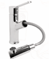 MEZCLADOR LAVAMANOS BAJO  EXTRAIBLE CUERPO EN LATON MANIJA EN ZINC CARTUCHO CERAMICO 35MM CROMADO