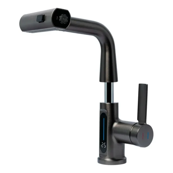 GRF-BL1NG-3 MEZCLADOR LAVAPLATOS EN BRONCE MANIJA TIPO PALANCA CUELLO ESCUALIZABLE COLOR NEGRO