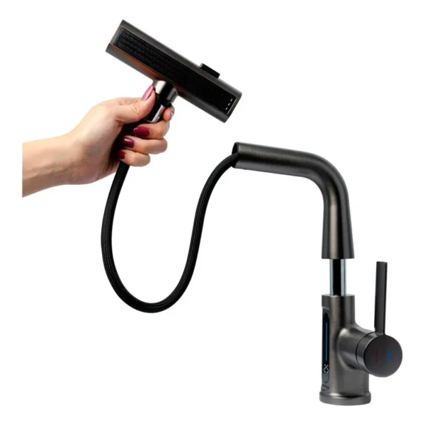 GRF-BL1NG-4 MEZCLADOR LAVAPLATOS EN BRONCE MANIJA TIPO PALANCA CUELLO ESCUALIZABLE COLOR NEGRO