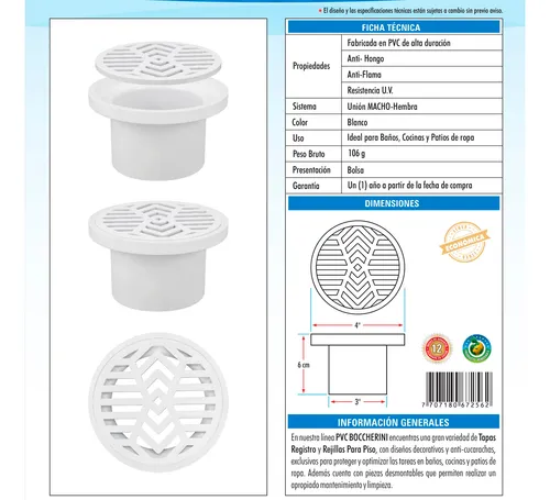 REJILLA SIFON 3X2 EN PVC