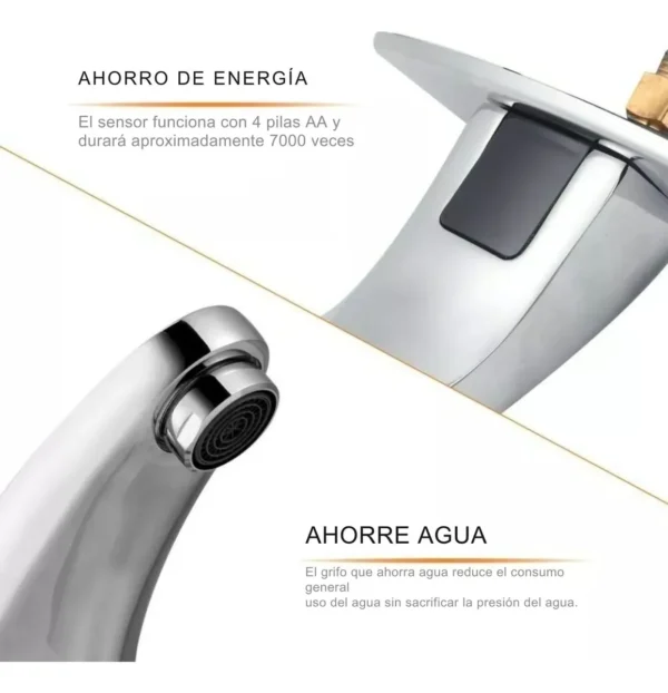 LLAVE LAVAMANOS DE SENSOR EN ZINC CUELLO SEMICURVO CROMADA