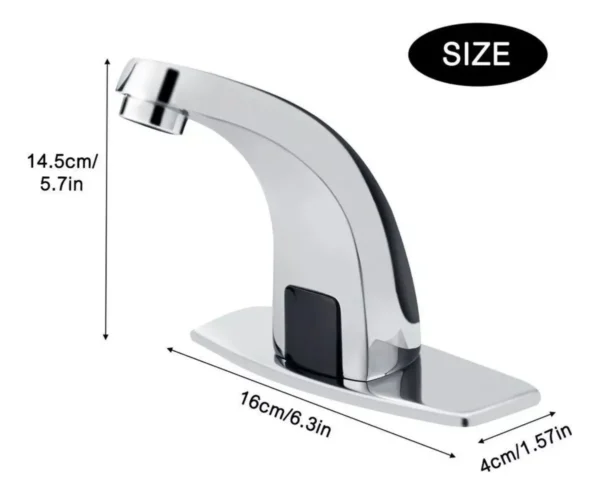 LLAVE LAVAMANOS DE SENSOR EN ZINC CUELLO SEMICURVO CROMADA