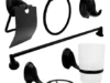YW148-1 JUEGO ACCESORIOS PARA BANO X 6 PIEZAS EN ZINC NEGRO O CROMADO