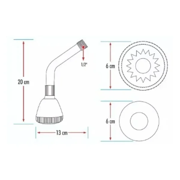 SET DUCHA PLASTICA TUBO CURVO 6CM
