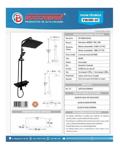 SET BARRA DUCHA NEGRO