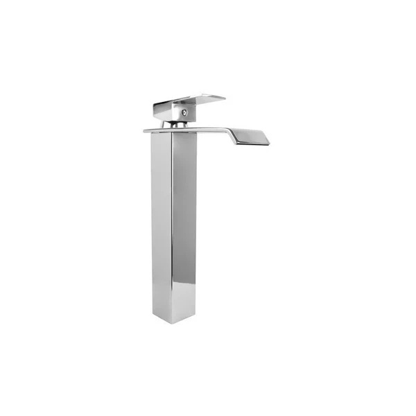 MEZCLADOR LAVAMANOS ALTO  CUERPO ACERO INOX # 201 MANIJA EN ZINC CARTUCHO CERAMICO 35MM CROMADO