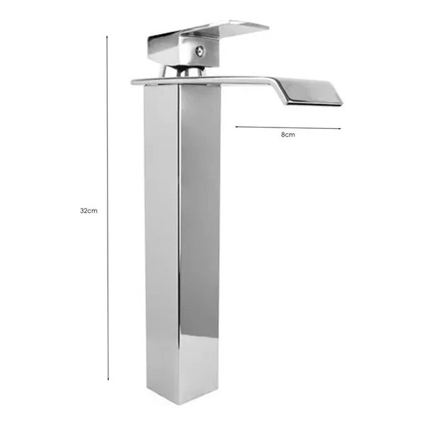 MEZCLADOR LAVAMANOS ALTO  CUERPO ACERO INOX # 201 MANIJA EN ZINC CARTUCHO CERAMICO 35MM CROMADO
