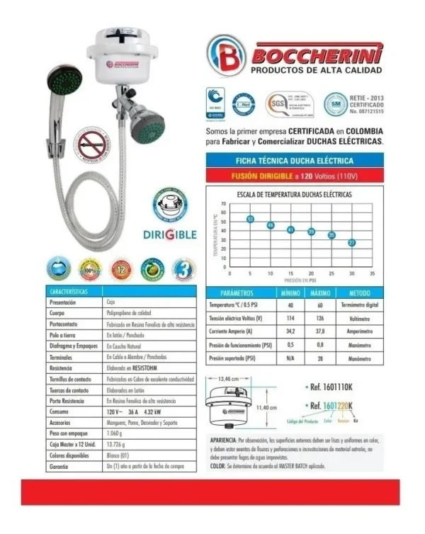 Ducha Eléctrica Fusion Dirigible Boccherini