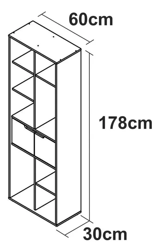 Biblioteca Con 5 Repisas Y 2 Puertas Guetta Inval 178cm
