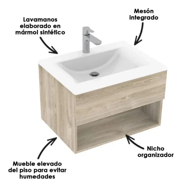 Kit Lavamanos Con Mueble Trentino Rayo 63x48 Austral
