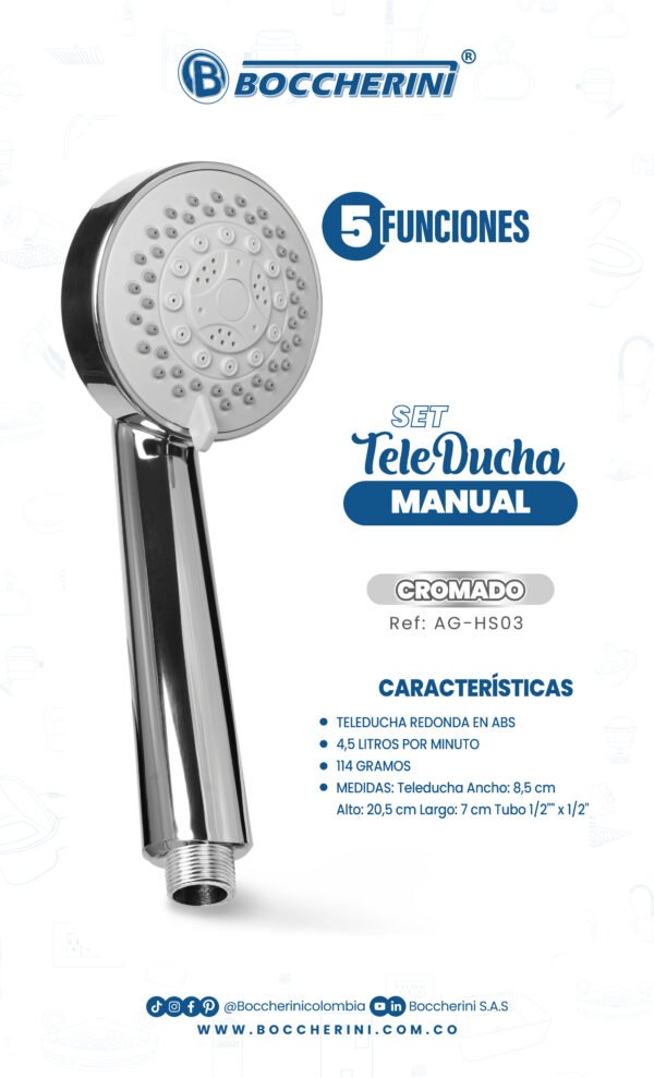 TELEDUCHA EN ABS 5 FUNCIONES MEDIDAS 200MM*80MM PESO 120G