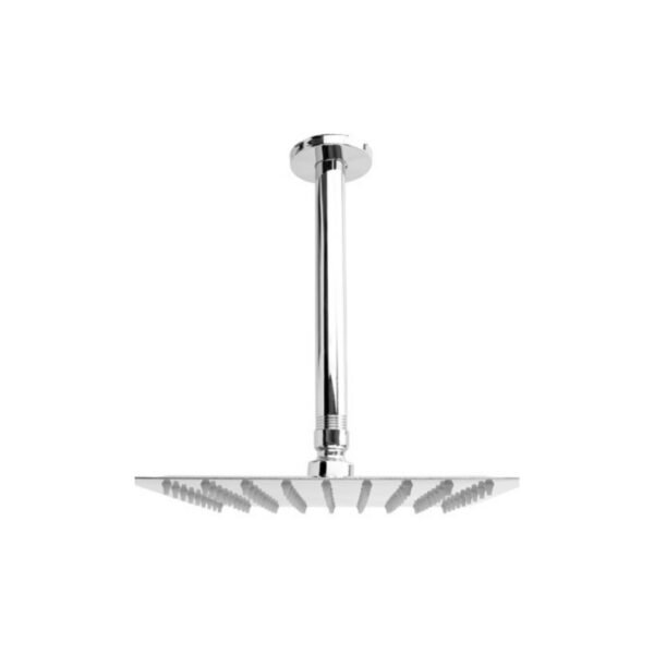 SET DUCHA TECHO  REGADERA CUADRADA 8  EN ACERO INOXIDABLE  TUBO EN ACERO INOXIDABLE DE 20 CM