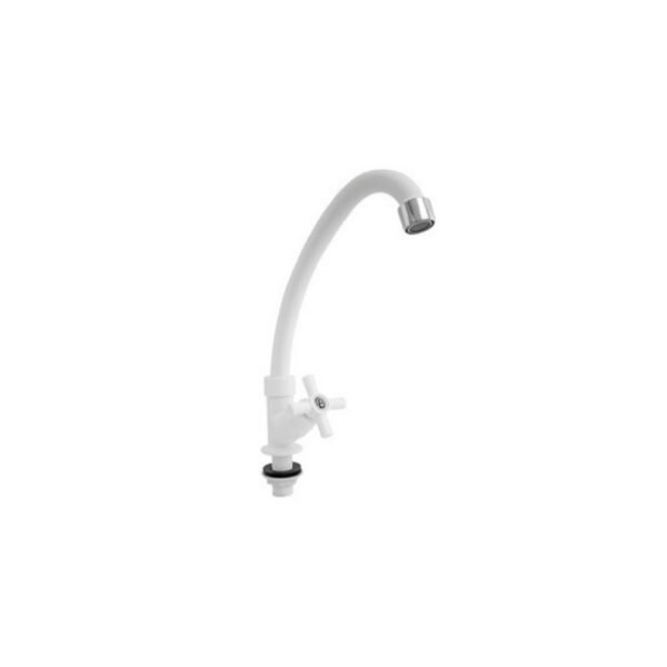 LLAVE LAVAPLATOS MESON EN ABS BLANCA MANIJA TIPO CRUCETA