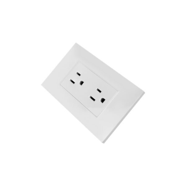 YW298 TOMACORRIENTE DOBLE CON POLO A TIERRA (2P+T) 15A 110V-250V COLOR BLANCO HORIZONTAL