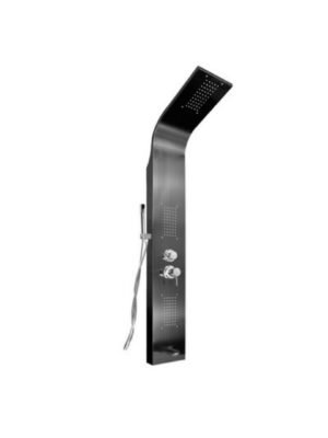 TORRE DUCHA EN ACERO INOX #304 NEGRA CON MANGUERA DE 1.50MTS 4 FUNCIONES