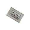 TOMACORRIENTE DOBLE CON POLO A TIERRA (2P+T) + TOMA DOBLE USB 15A 110V-250V  5V 2 1A COLOR PLATEADO