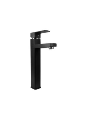 MEZCLADOR LAVAMANOS ALTO CUERPO PLÁSTICO MANIJA EN ZINC CARTUCHO CERAMICO 35MM COLOR NEGRO 31 CM