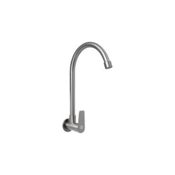 YW626-11 LLAVE SENCILLA DE PARED COLOR GRIS CUERPO EN ACERO INOX # 304 MANIJA EN ACERO INOX CARTUCHO EN LATON PESO: 300 G