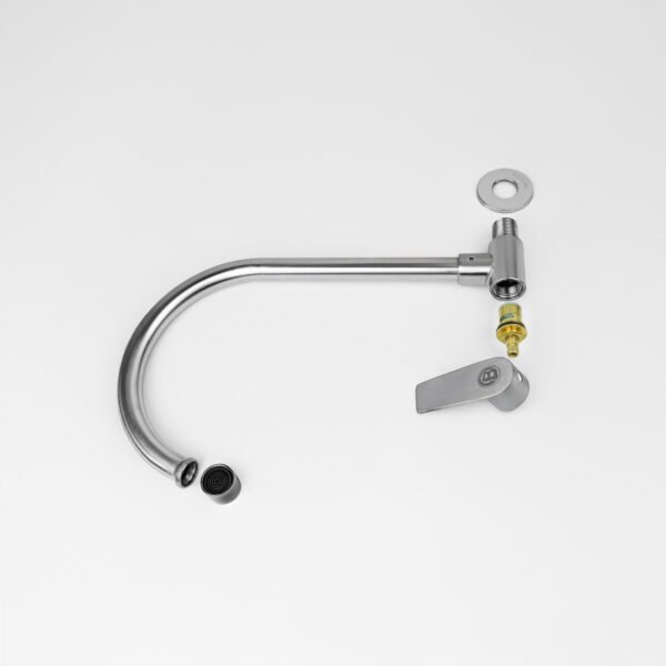 Llave Sencilla de Pared Cromada Cuerpo en Acero Inox # 304 Manija en Acero Inox Cartucho en Laton Peso: 300 G