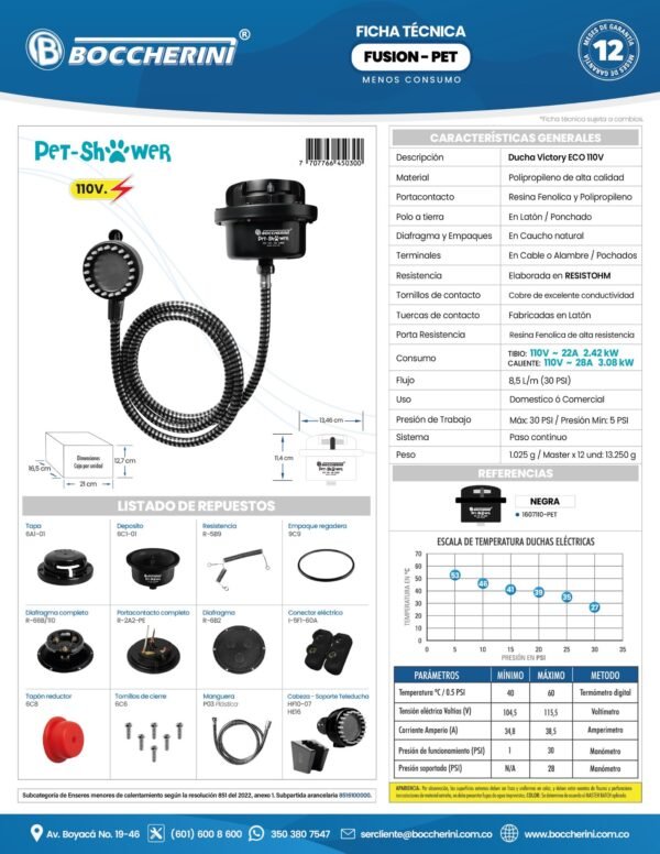 DUCHA FUSION PET NEGRA 110V