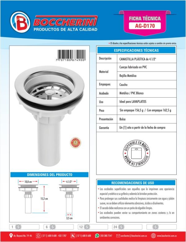 Canastilla Lavaplatos Plastica 4 1/2