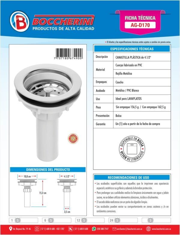 Canastilla Lavaplatos Plastica 4 1/2