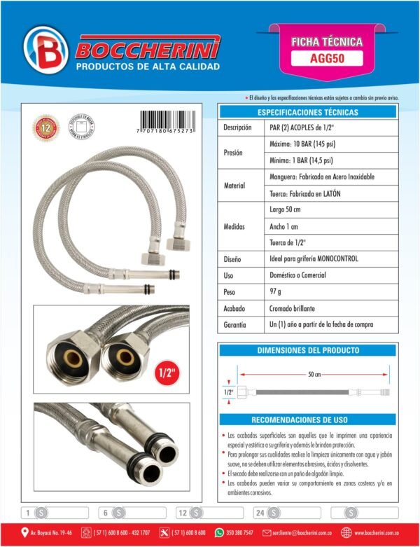 Par de Acoples con Extension para Monocontrol 50cm