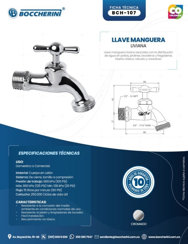 LLAVE MANGUERA LIVIANA CROMO