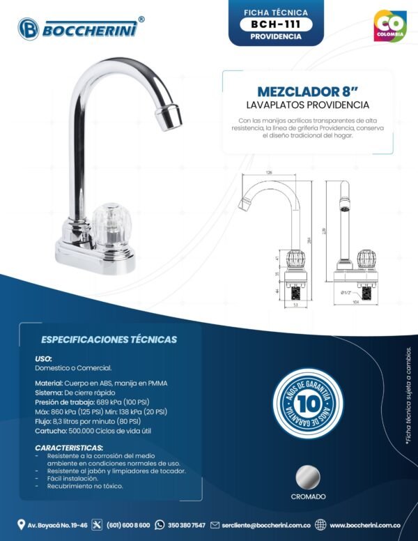 LLAVE INDIVIDUAL LAVAPLATOS MESA PROVIDENCIA