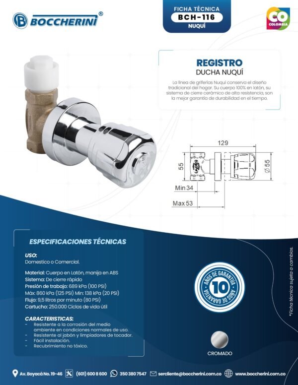 REGISTRO DUCHA NUQUI