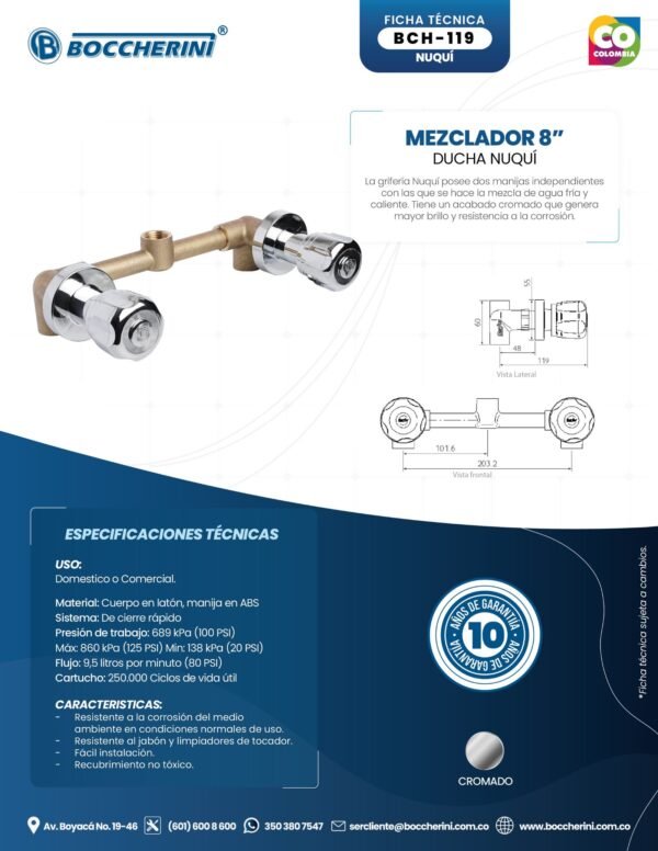 MEZCLADOR DUCHA 8  NUQUI