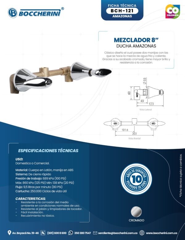 MEZCLADOR DUCHA 8  AMAZONAS