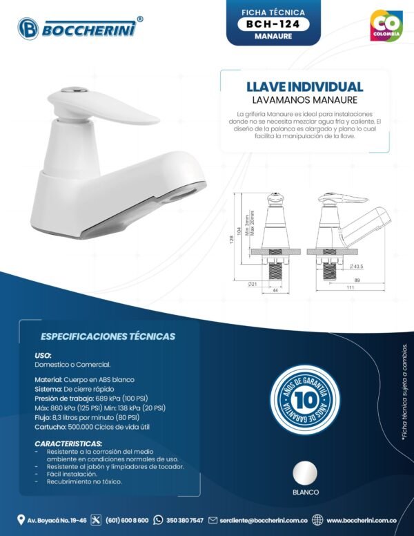 LLAVE INDIVIDUAL LAVAMANOS MANAURE