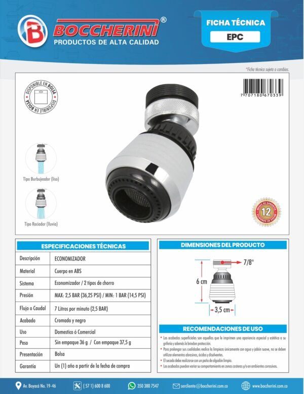 Economizador Plastico Cromado