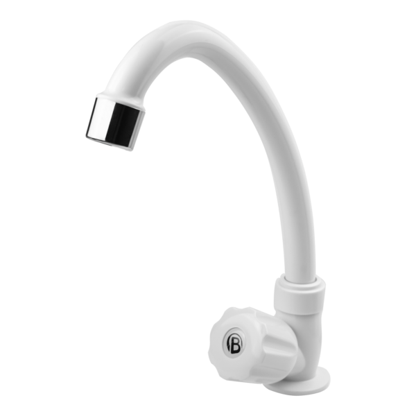 Llave Sencilla Lavaplatos Blanca Manija Tipo Pomo