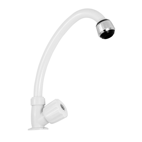 Llave Sencilla Lavaplatos Blanca Manija Tipo Pomo