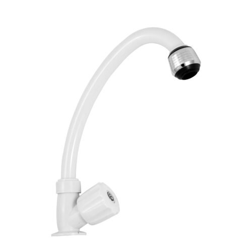FA12104_1 Llave Sencilla Lavaplatos Blanca Manija Tipo Pomo