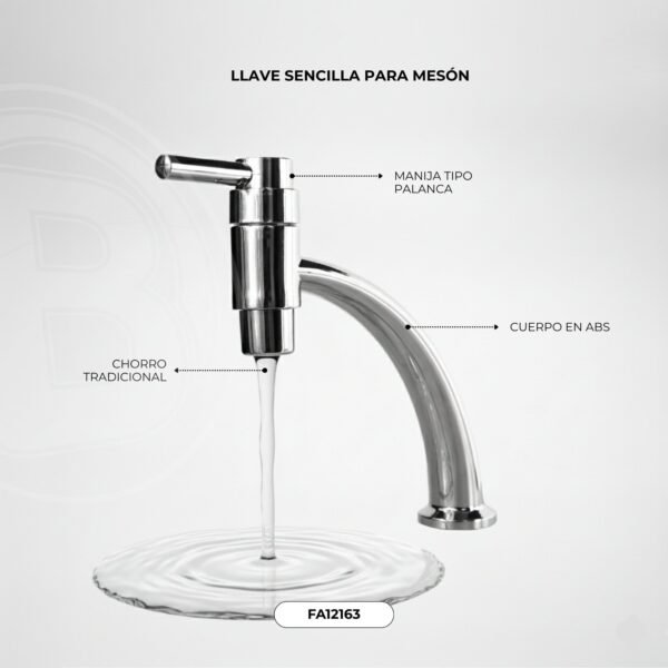 FA12163-1.jpg Llave Sencilla Meson Lavaplatos en ABS Cromada Manija Tipo Palanca