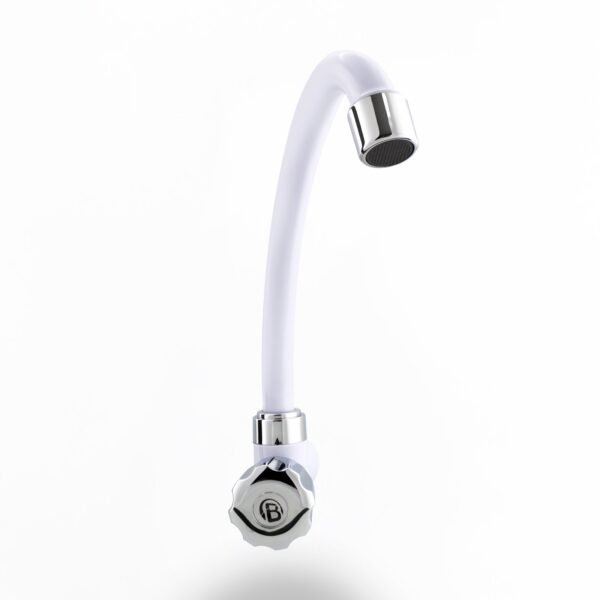 Llave Sencilla Lavaplatos de Pared en ABS Blanca y Cromada Manija Tipo Pomo