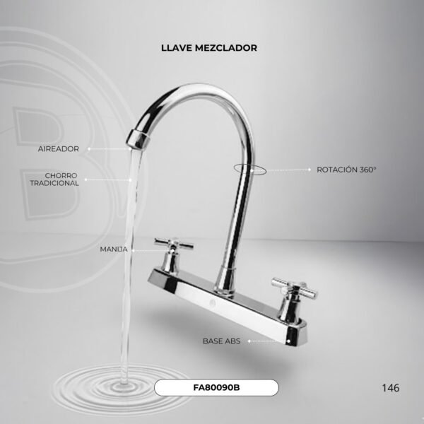 Mezclador Lavaplatos 8"" Lavaplatos en ABS Manija Tipo Cruceta