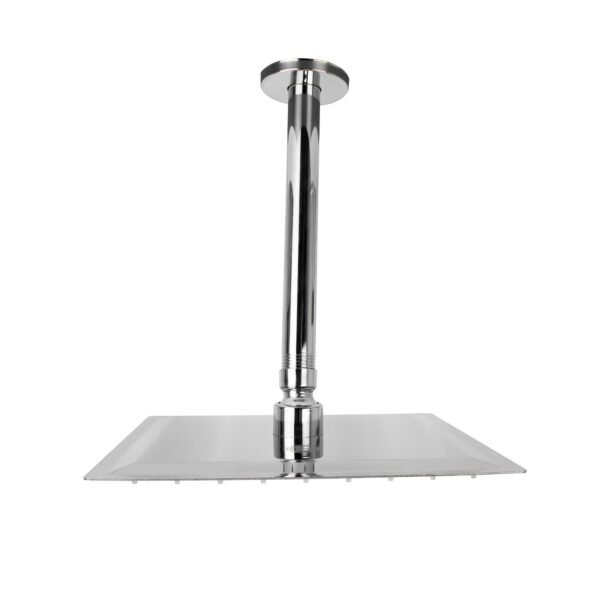 SET DUCHA TECHO  REGADERA CUADRADA 8  EN ACERO INOXIDABLE  TUBO EN ACERO INOXIDABLE DE 20 CM