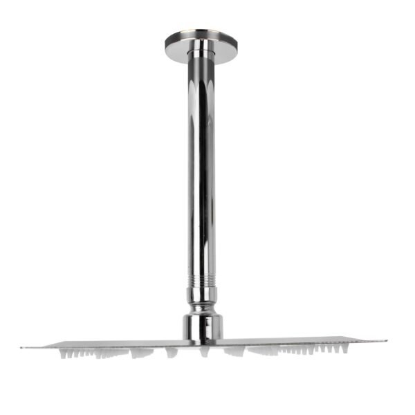 SET DUCHA TECHO  REGADERA CUADRADA 8  EN ACERO INOXIDABLE  TUBO EN ACERO INOXIDABLE DE 20 CM