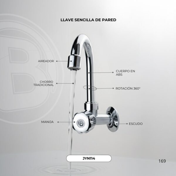 Llave Lavaplatos Sencilla de Pared Pomo