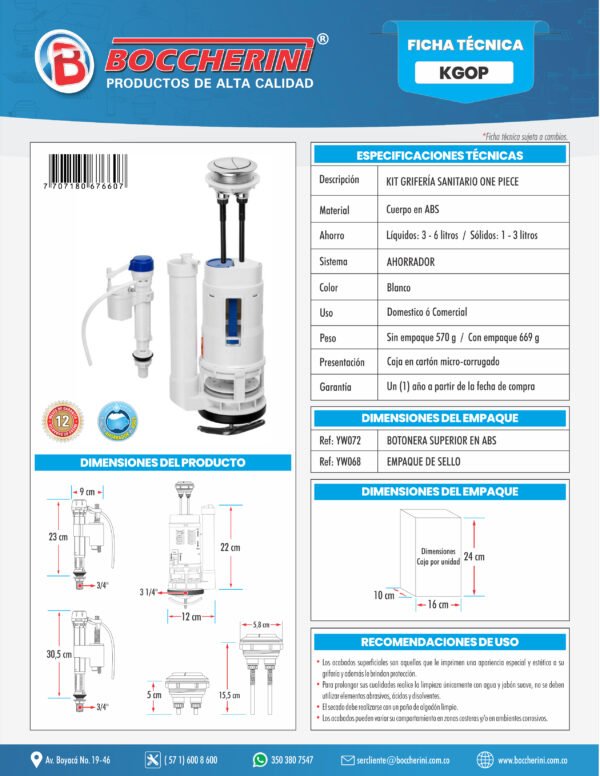 KIT GRIFERIA SANITARIO ONE PIECE