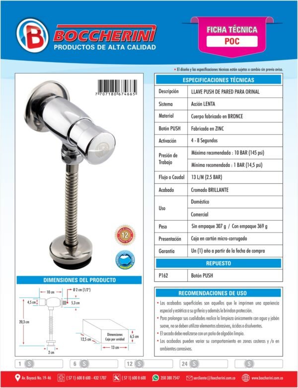 Llave Orinal de Push