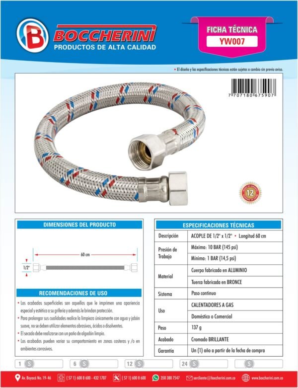 Acople para Calentador Cuerpo en Aluminio Rosca en Bronce 60