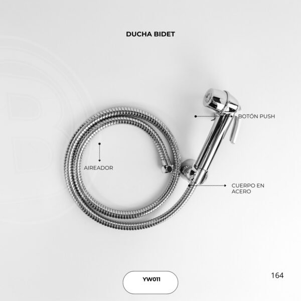 Regadera Bidet ABS Cromada Manguera Acero Inoxidable 1.2 Mts
