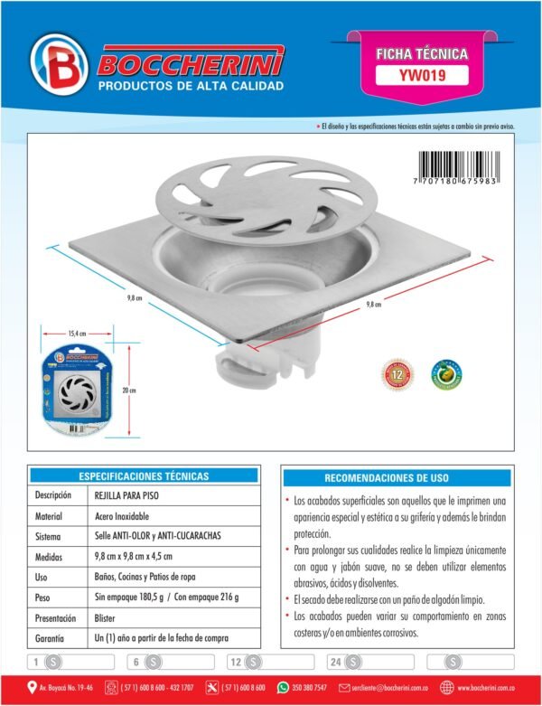 Rejilla para Piso en Acero Inoxidable-importado