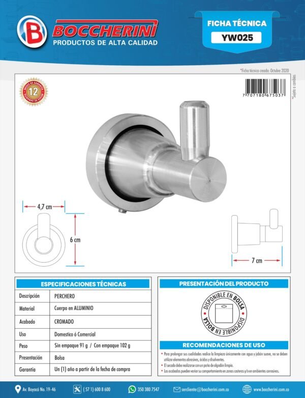 PERCHERO EN ALUMINIO BASE REDONDA